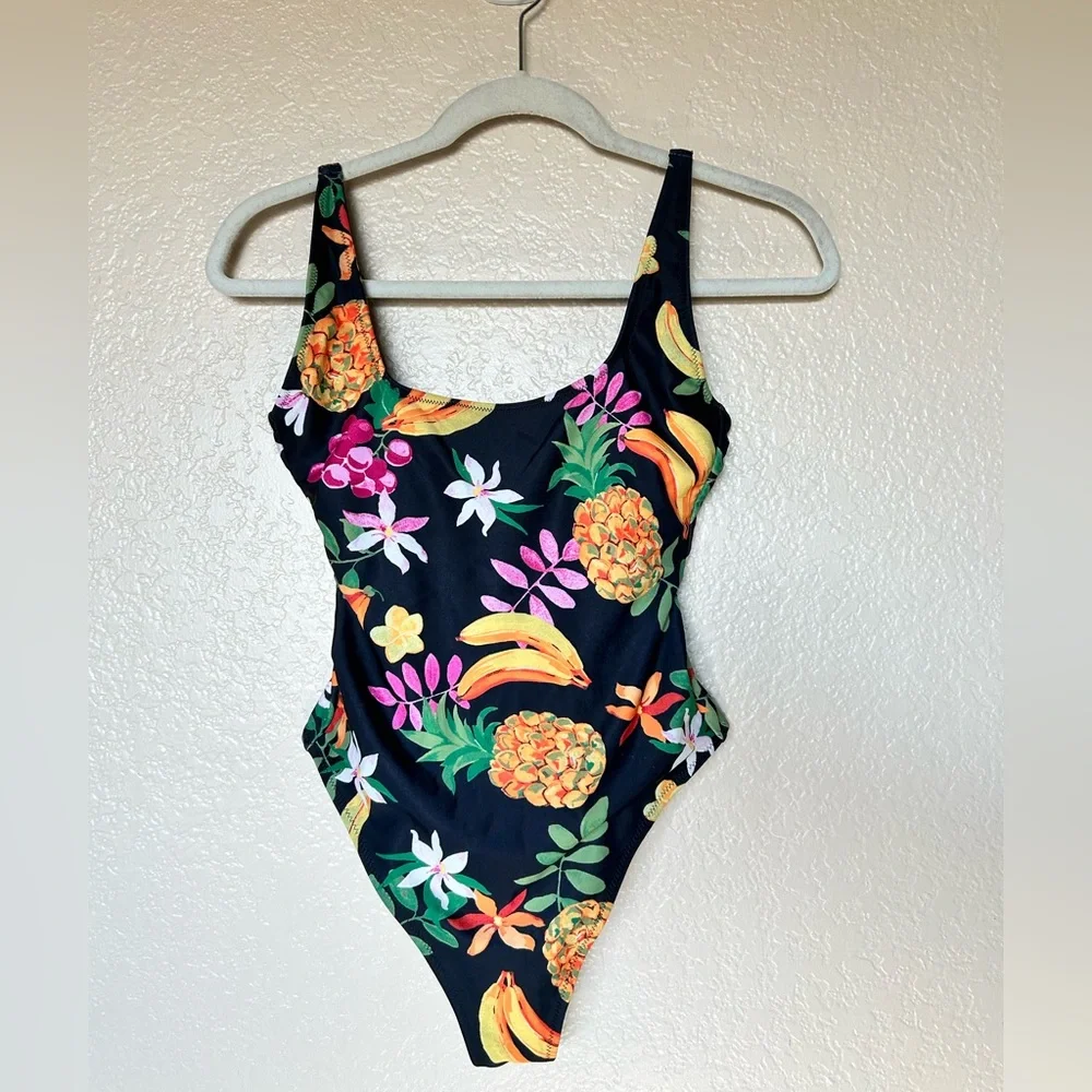 Tropical Fruit Print One-Piece Swimsuit | Size S | Like New OLD NAVY
